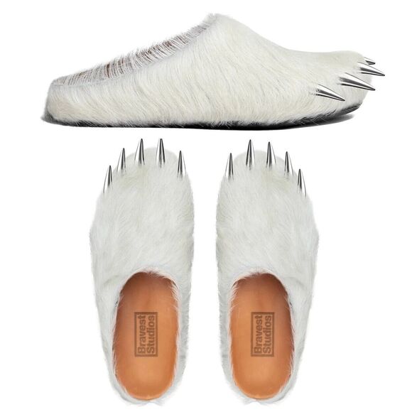 Exclusive Bravest Studios White Polar Bear Claw Mules - Size 12 In Hand! - Picture 1 of 6